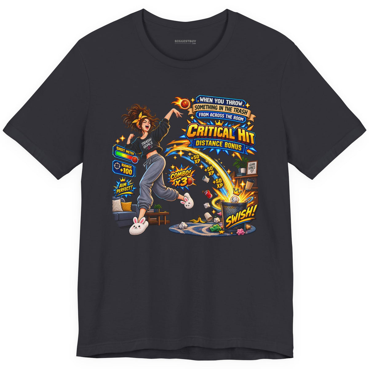 Trash Dance - Classic Jersey Tee in Dark Grey, front view