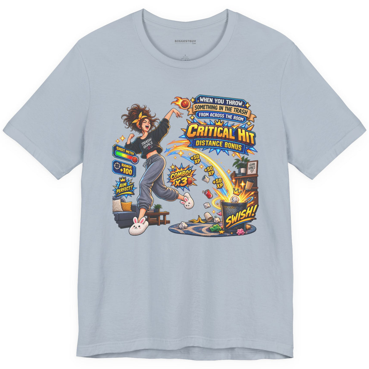 Trash Dance - Classic Jersey Tee in Light Blue, front view