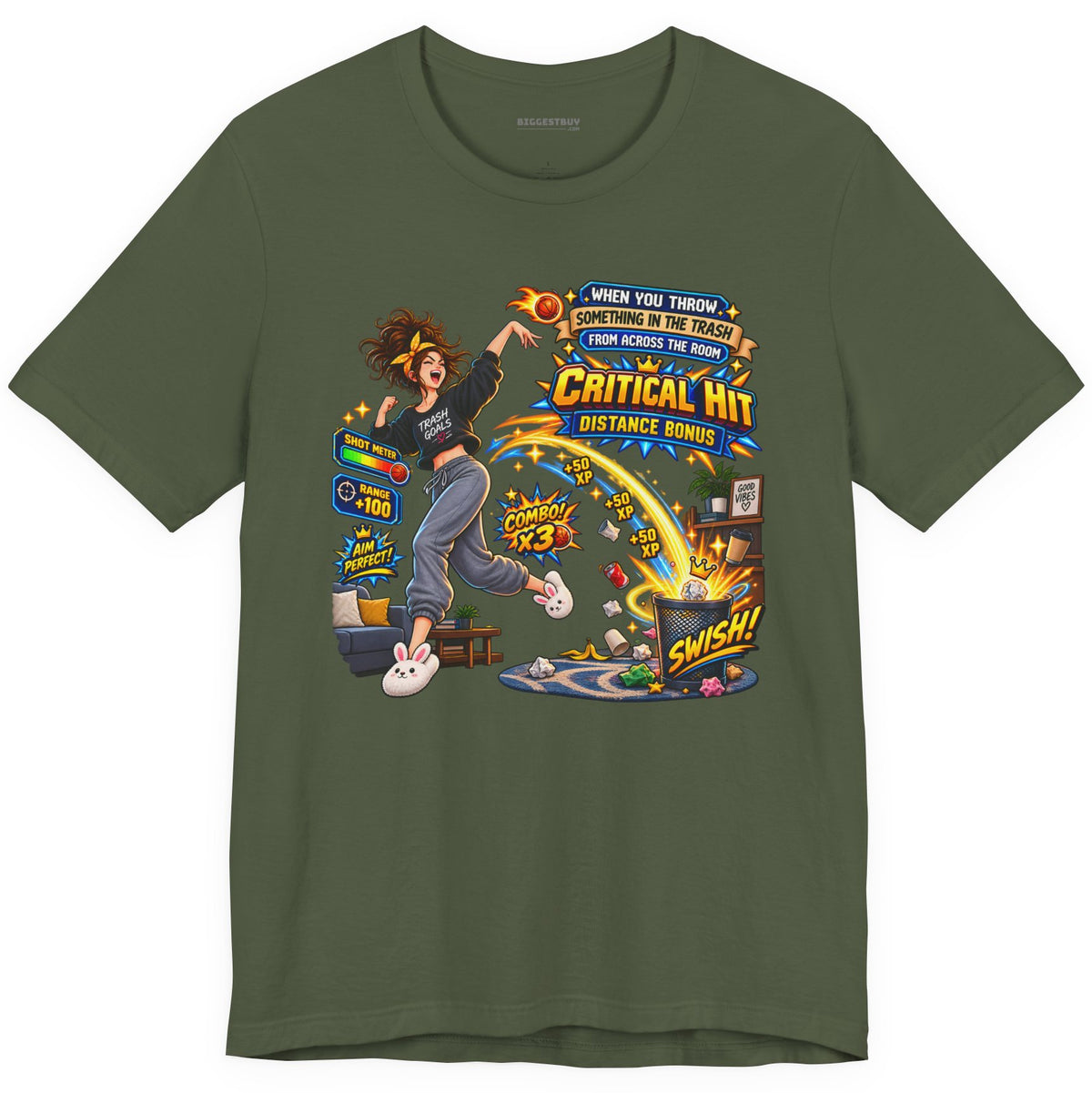 Trash Dance - Classic Jersey Tee in Military Green, front view
