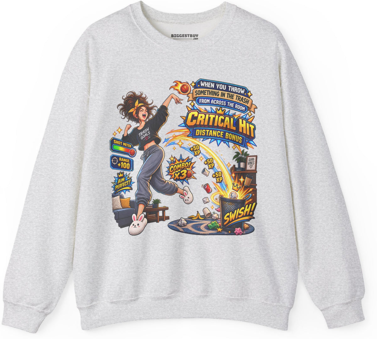 Trash Dance - Crewneck Sweatshirt in Ash, front view