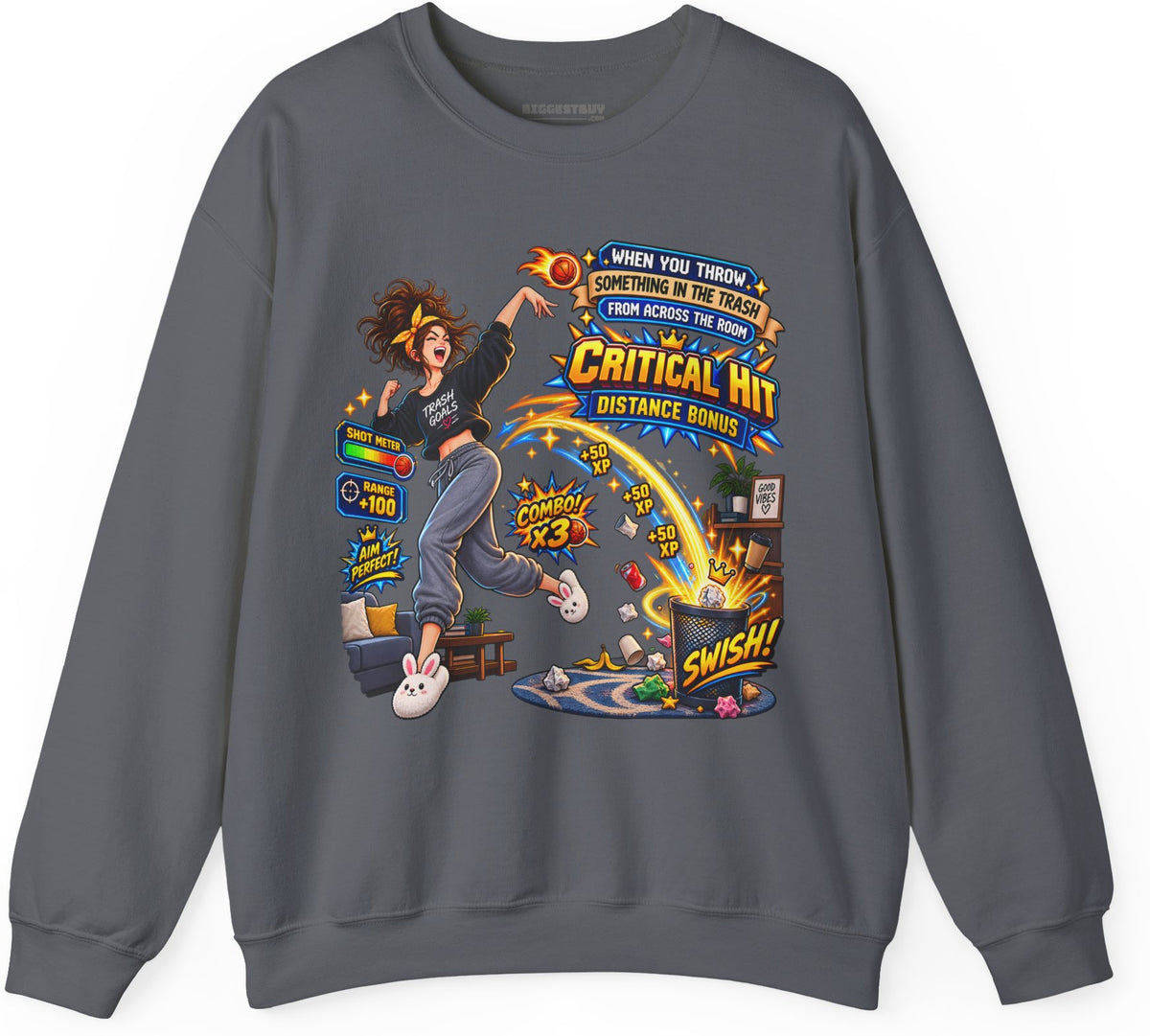 Trash Dance - Crewneck Sweatshirt in Charcoal, front view