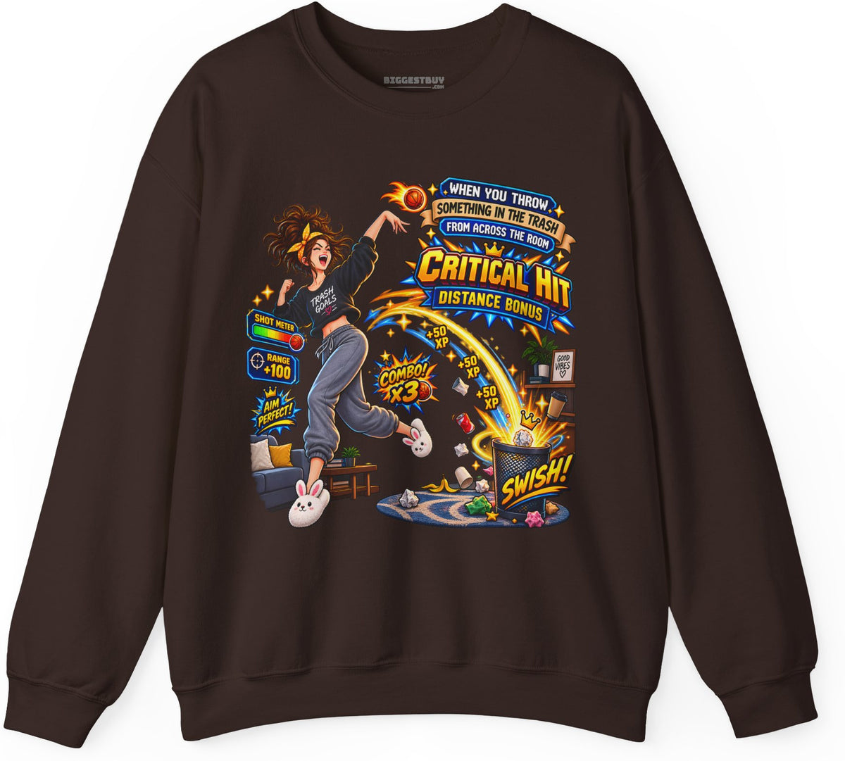 Trash Dance - Crewneck Sweatshirt in Dark Chocolate, front view