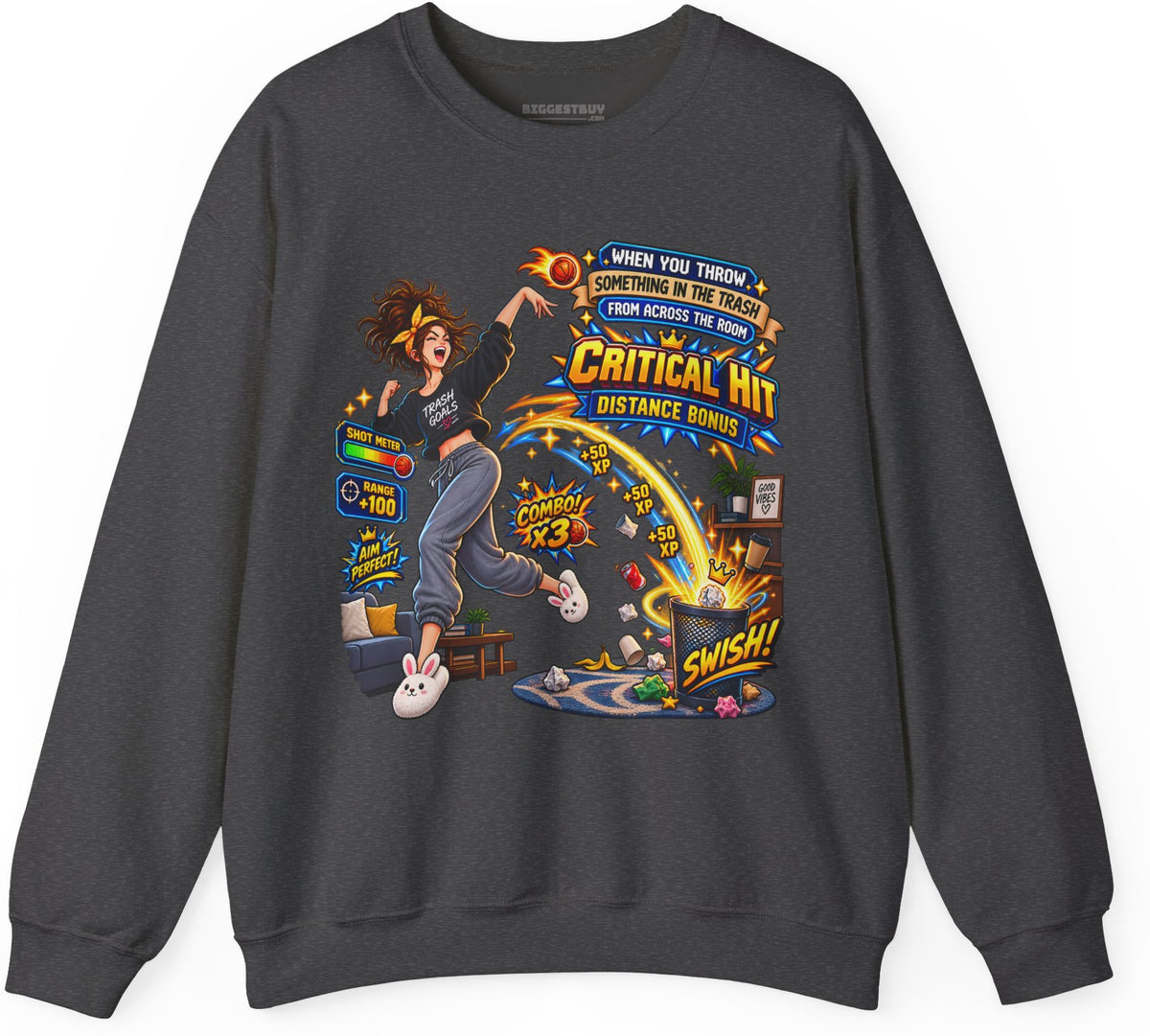 Trash Dance - Crewneck Sweatshirt in Dark Heather, front view