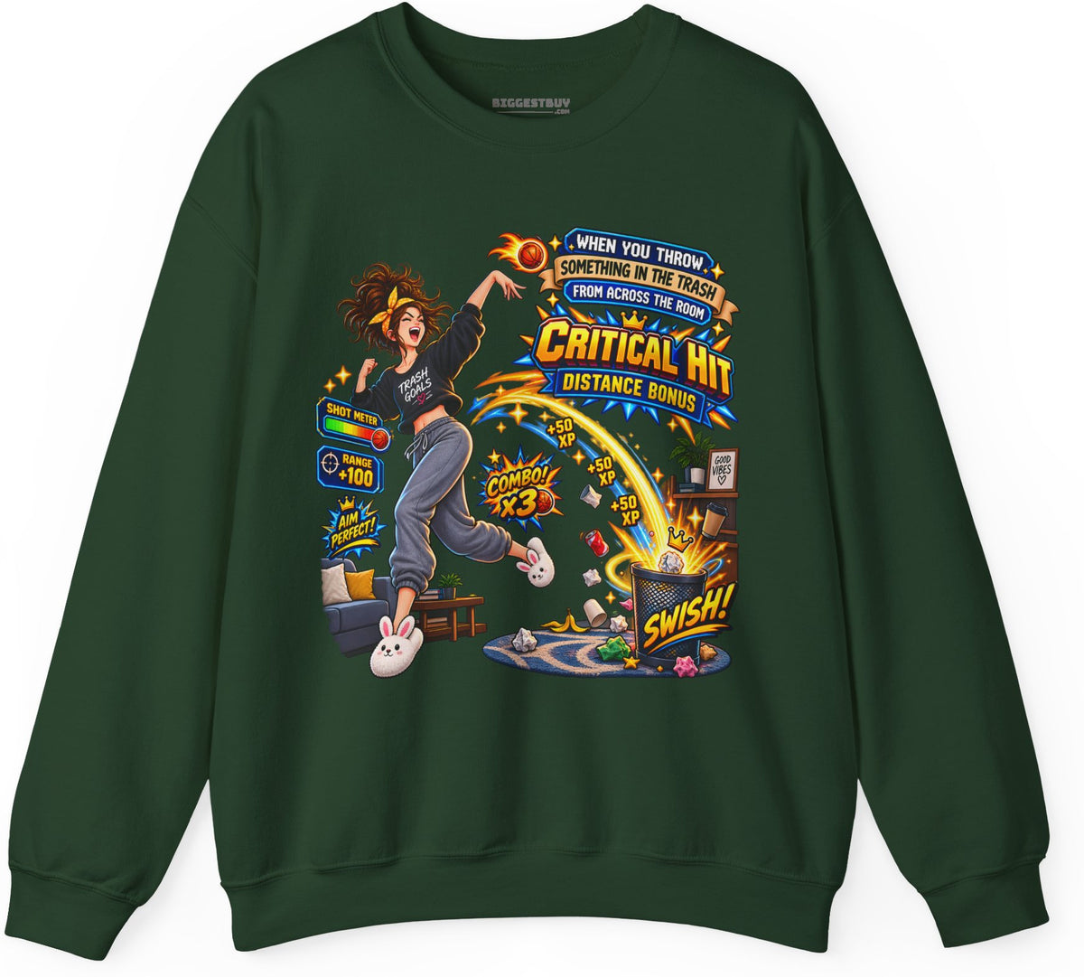 Trash Dance - Crewneck Sweatshirt in Forest Green, front view