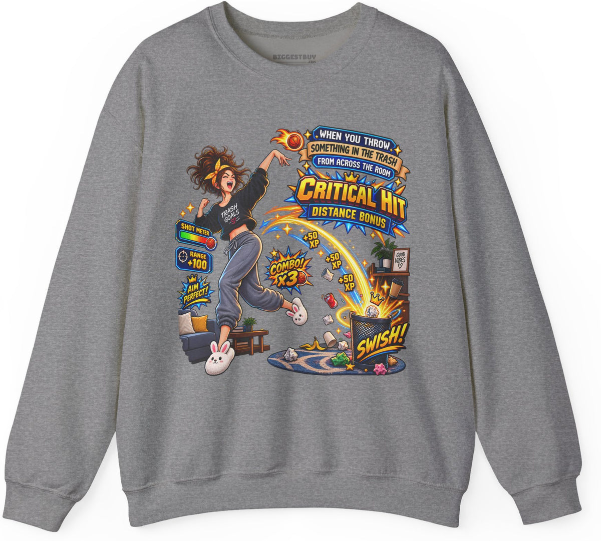 Trash Dance - Crewneck Sweatshirt in Graphite Heather, front view