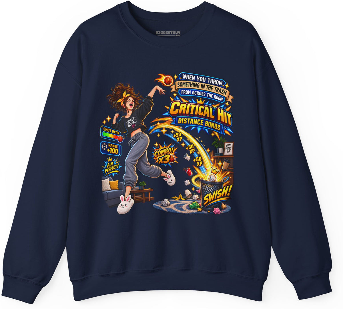 Trash Dance - Crewneck Sweatshirt in Navy, front view