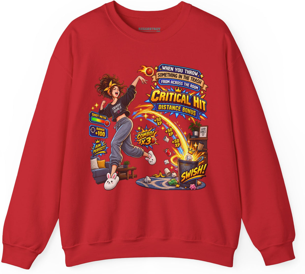 Trash Dance - Crewneck Sweatshirt in Red, front view