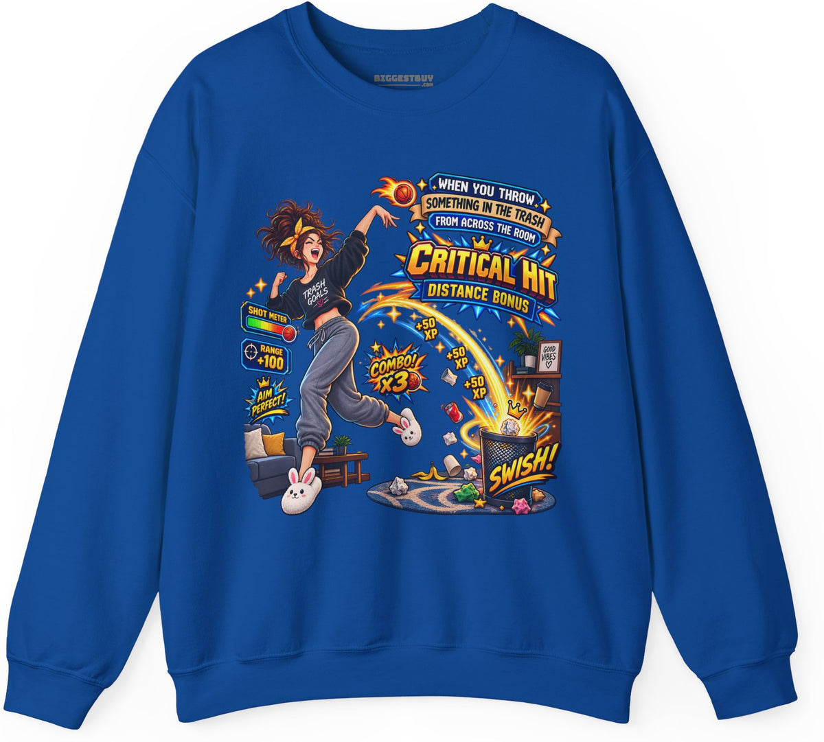 Trash Dance - Crewneck Sweatshirt in Royal, front view