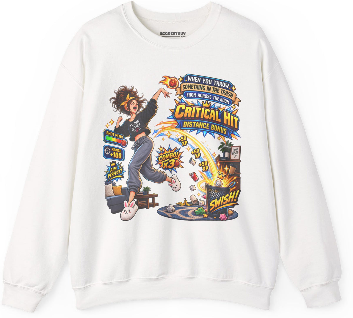 Trash Dance - Crewneck Sweatshirt in White, front view