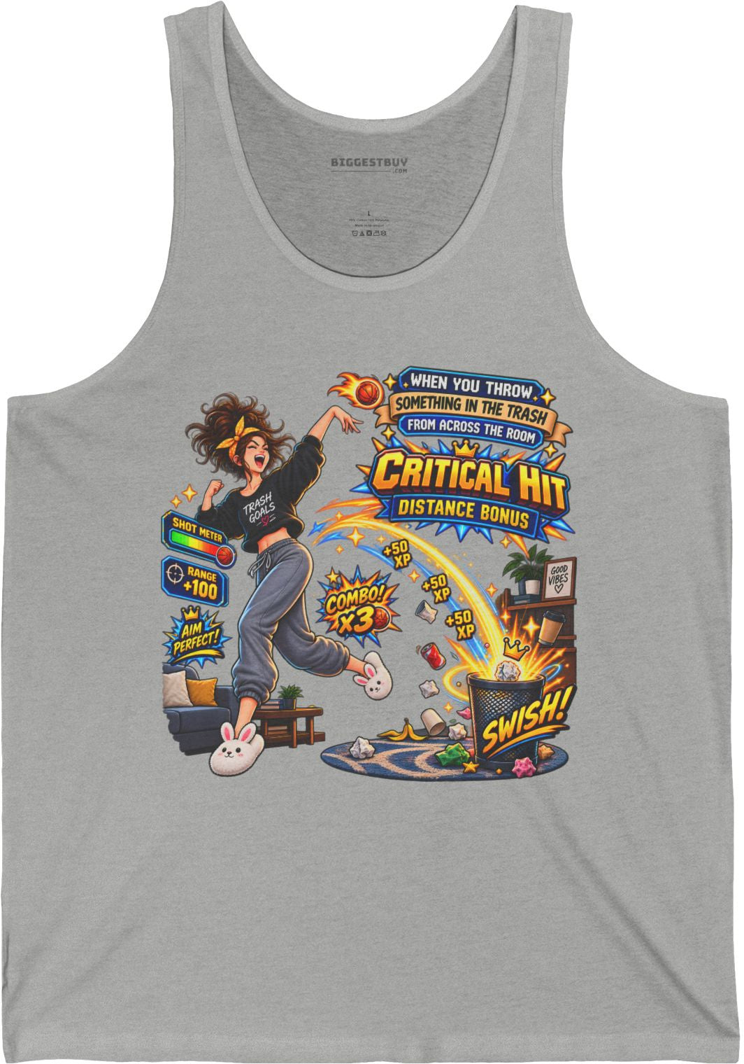 Trash Dance - Jersey Tank Top in Athletic Heather, front view