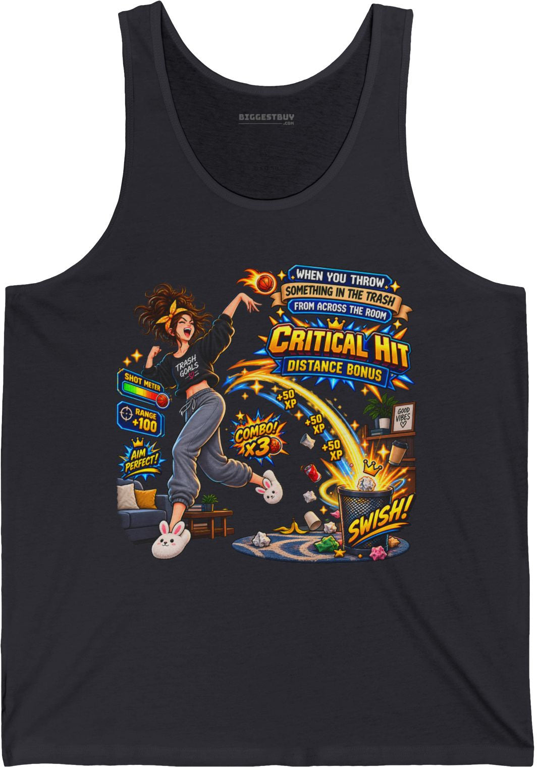 Trash Dance - Jersey Tank Top in Dark Grey, front view