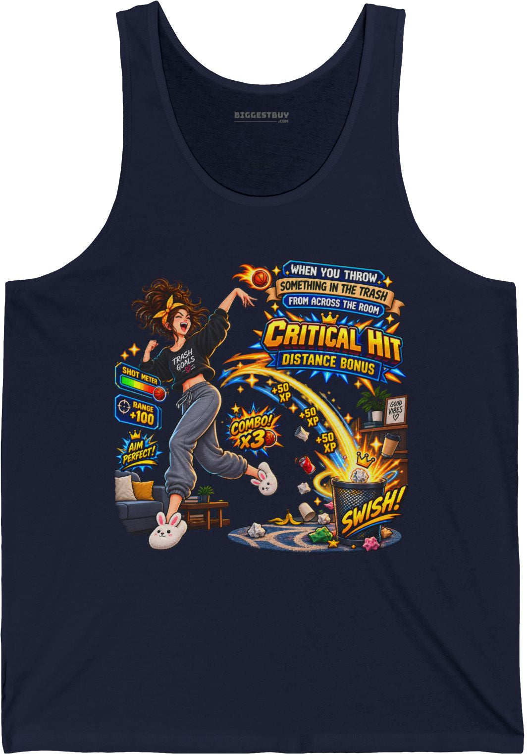 Trash Dance - Jersey Tank Top in Navy, front view