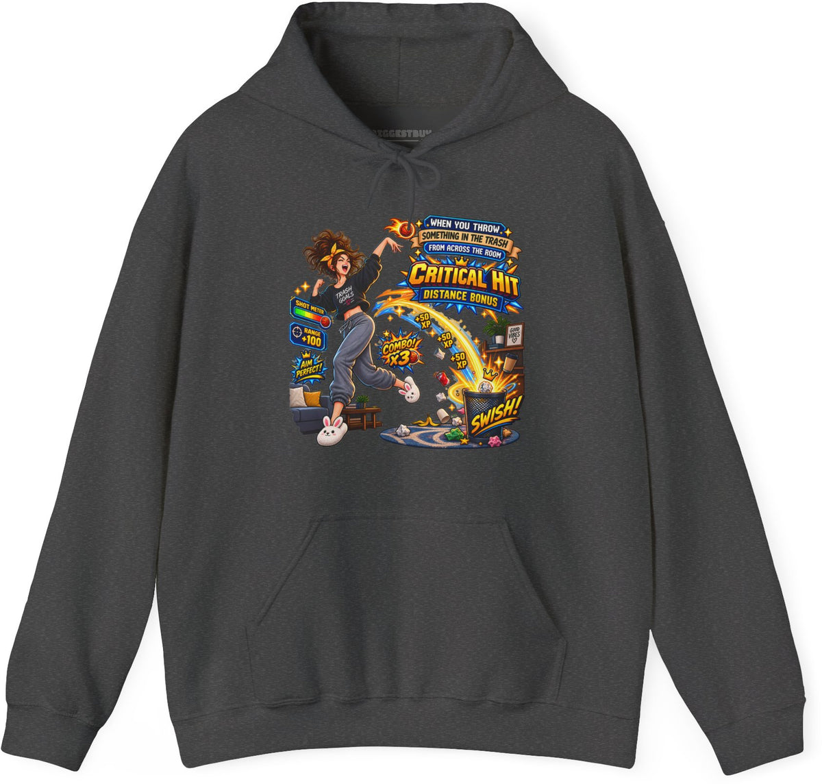 Trash Dance - Pullover Hoodie in Dark Heather, front view
