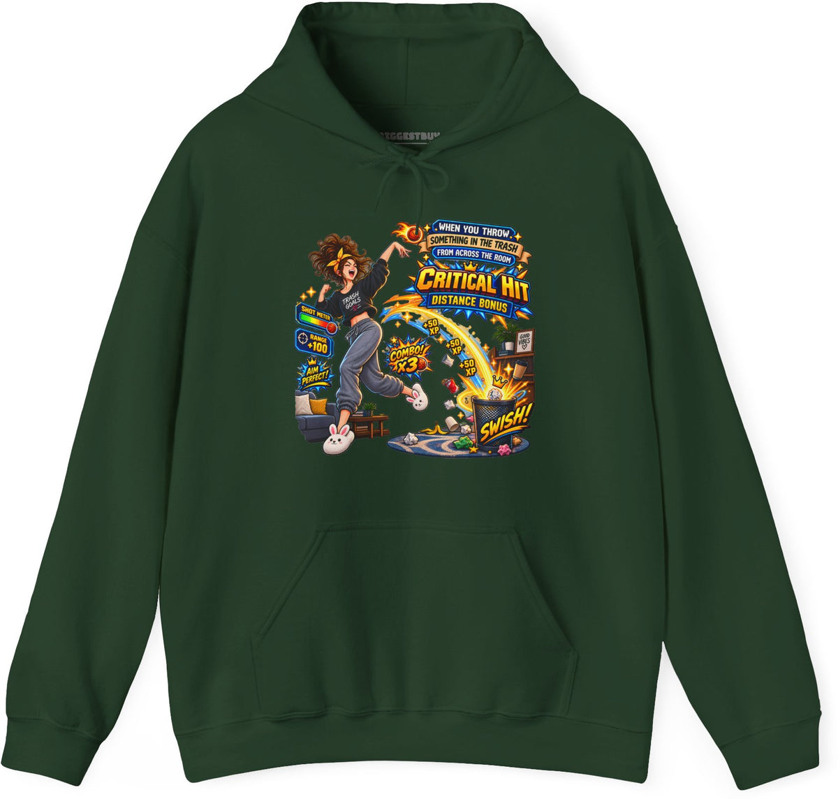 Trash Dance - Pullover Hoodie in Forest Green, front view