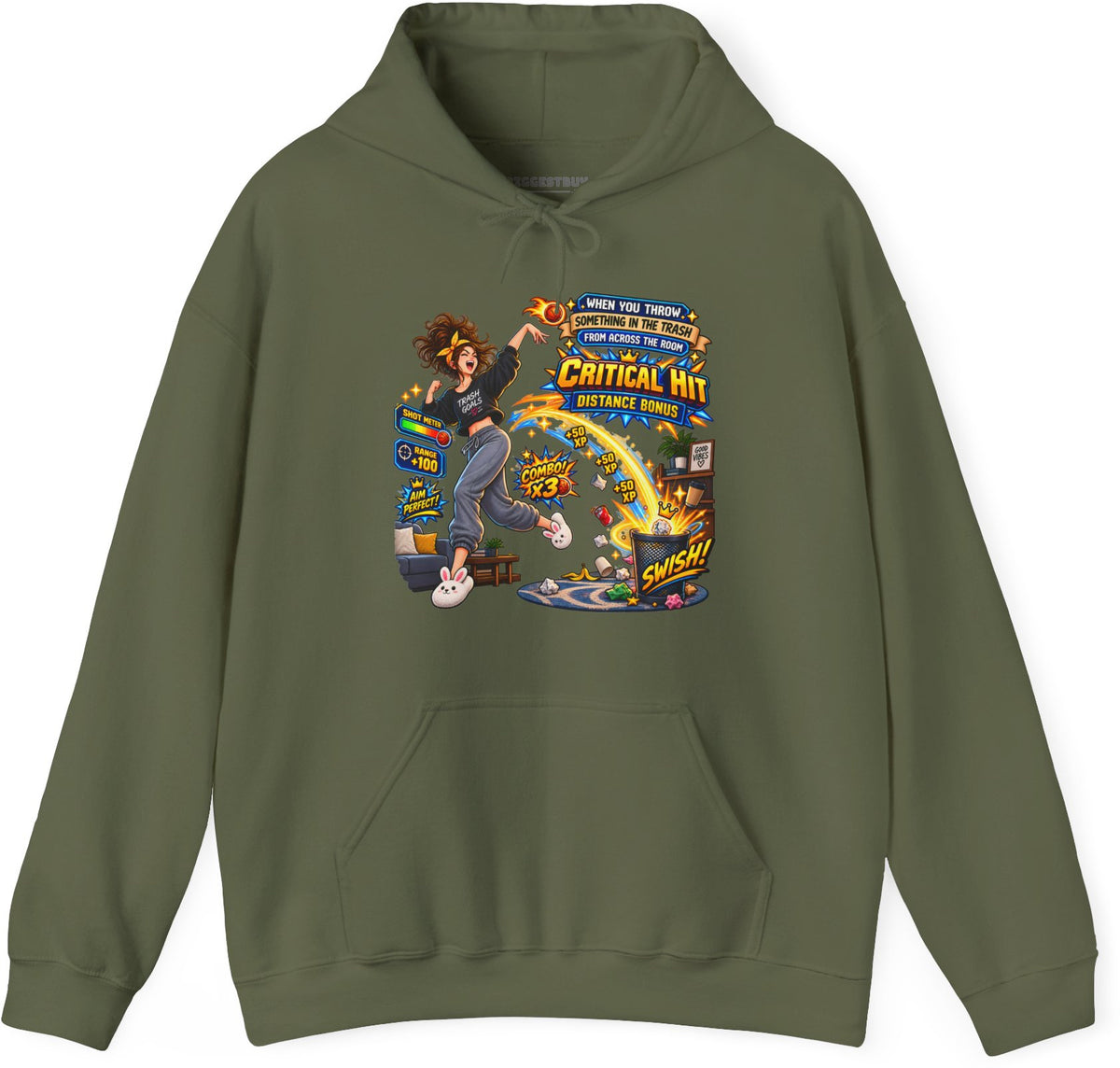 Trash Dance - Pullover Hoodie in Military Green, front view