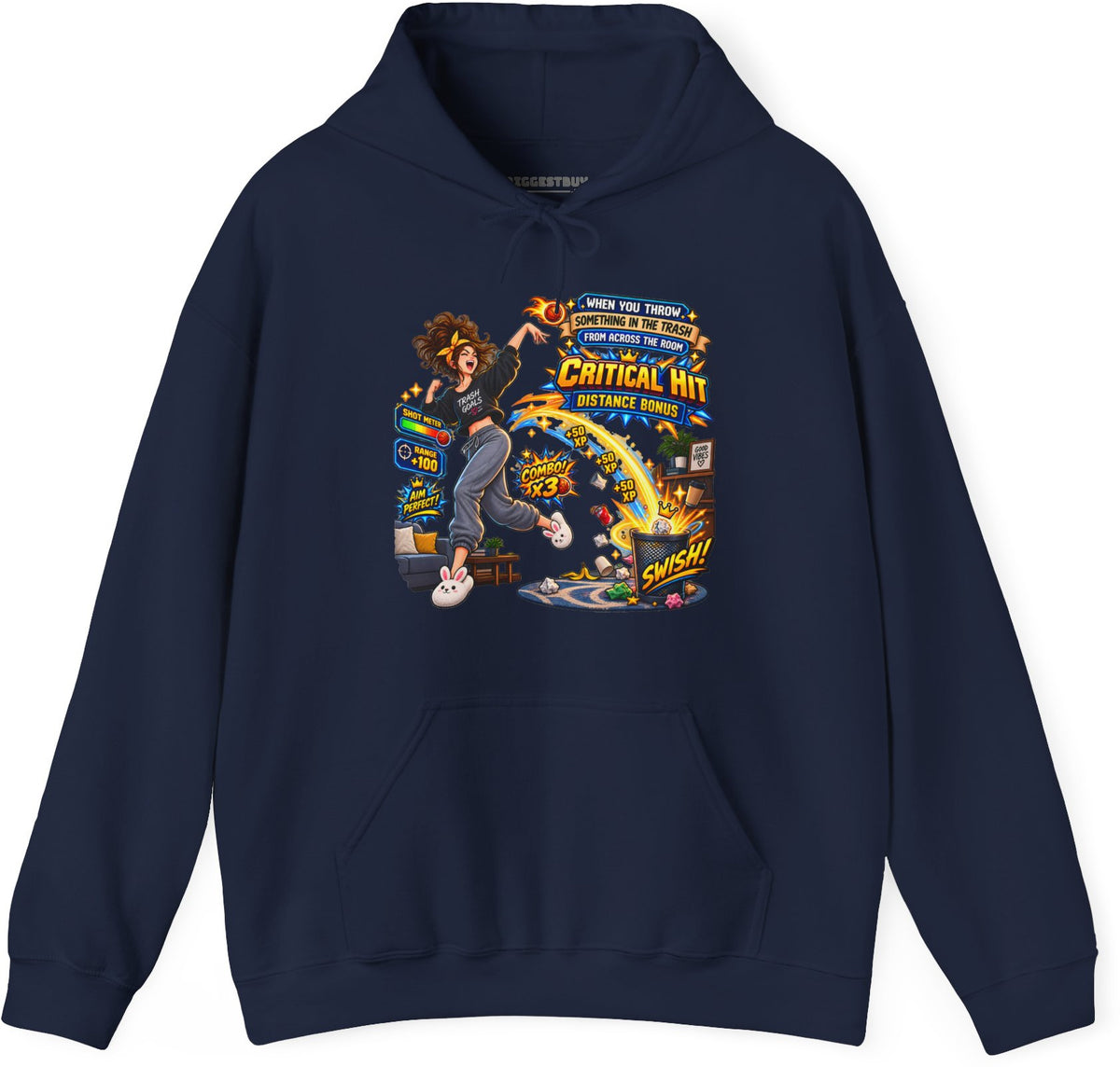 Trash Dance - Pullover Hoodie in Navy, front view