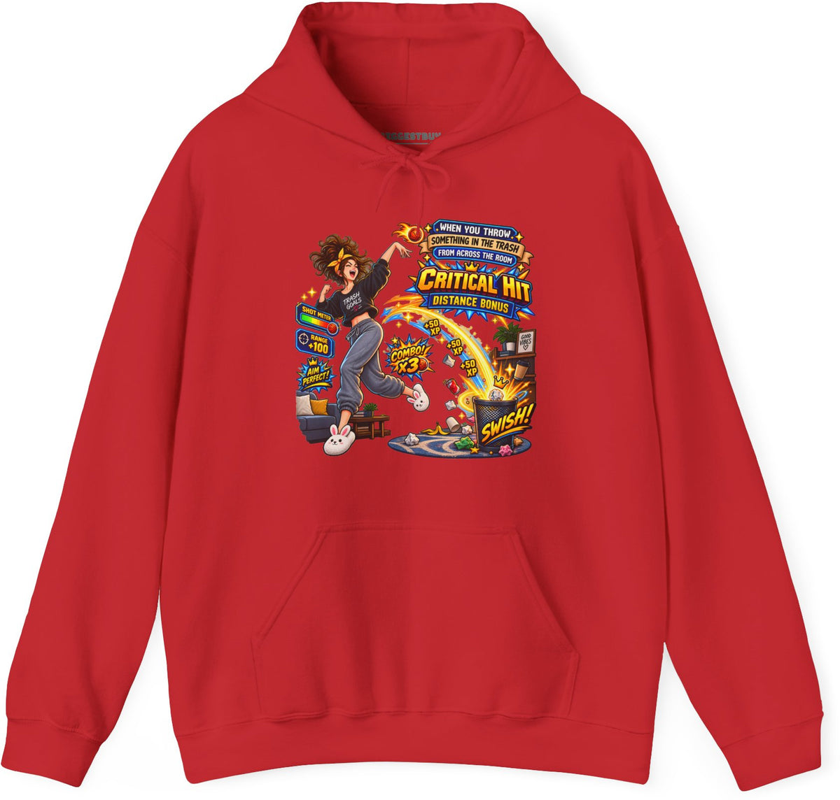 Trash Dance - Pullover Hoodie in Red, front view