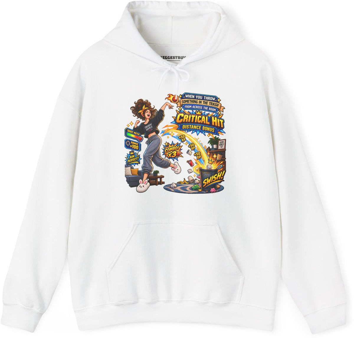 Trash Dance - Pullover Hoodie in White, front view