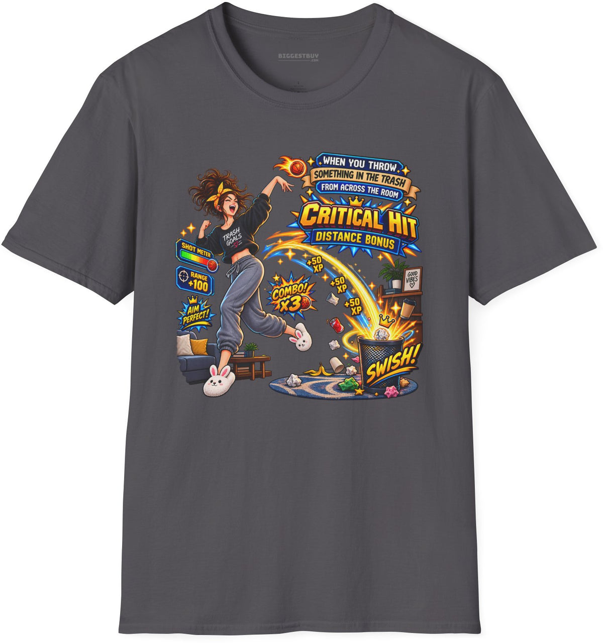 Trash Dance - Softstyle T-Shirt in Charcoal, front view