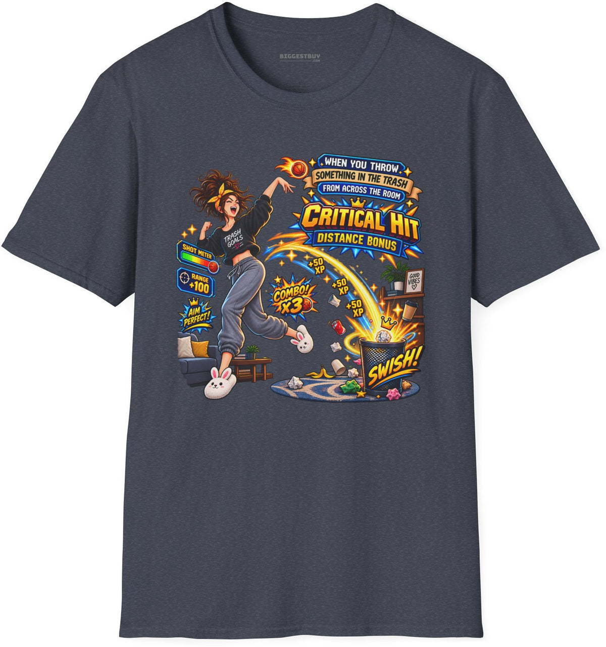 Trash Dance - Softstyle T-Shirt in Heather Navy, front view