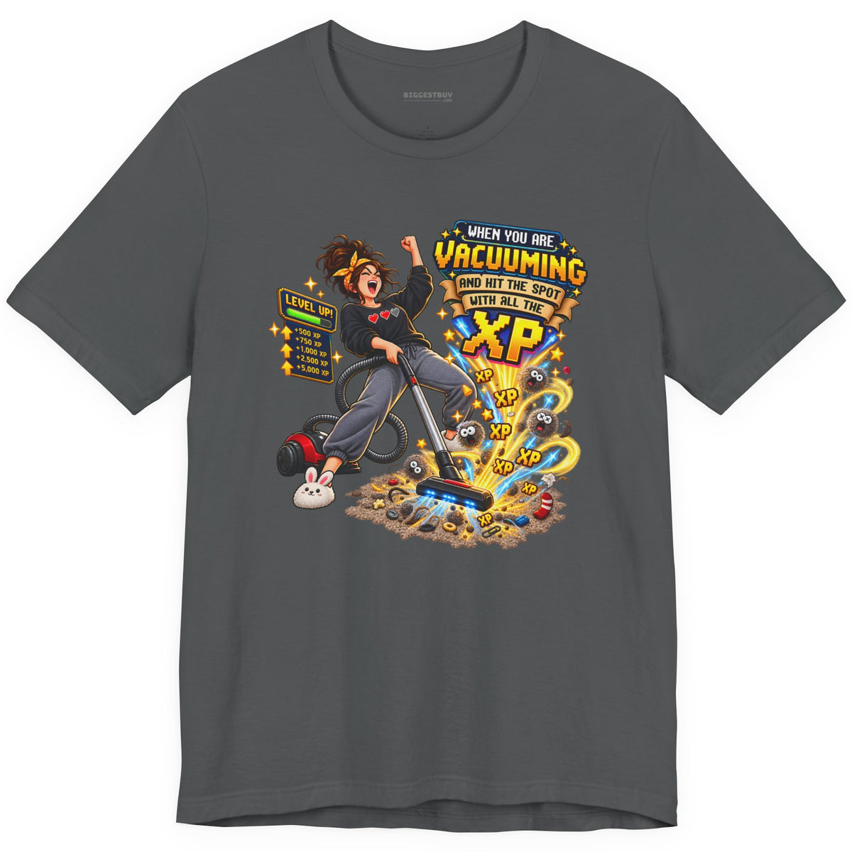 Vacuum Victory - Classic Jersey Tee in Asphalt, front view