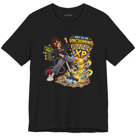 Vacuum Victory - Classic Jersey Tee in Black, front view