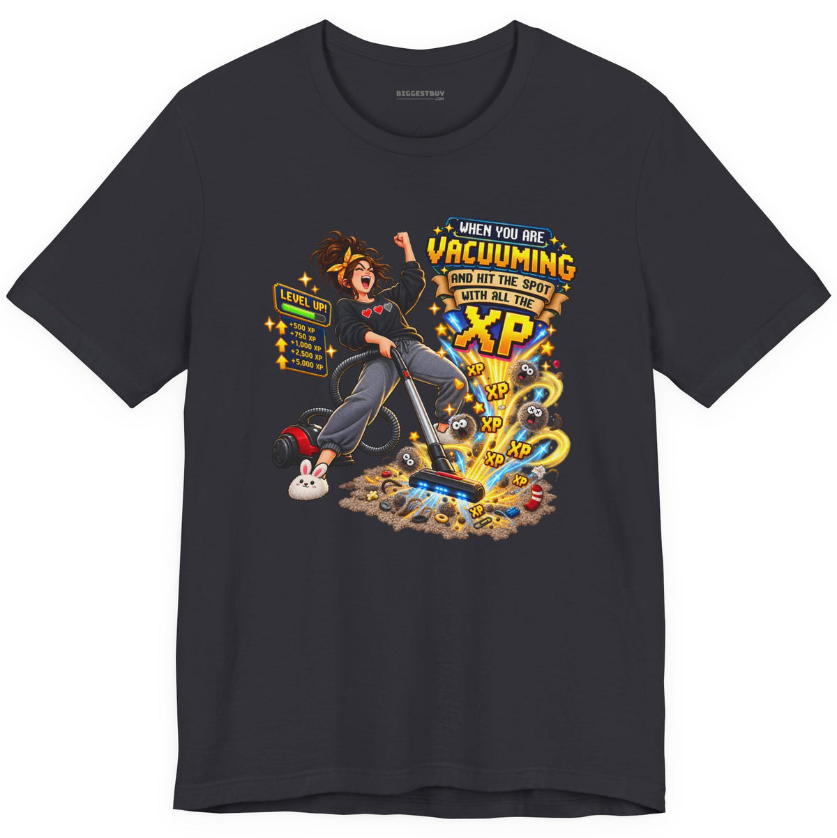 Vacuum Victory - Classic Jersey Tee in Dark Grey, front view