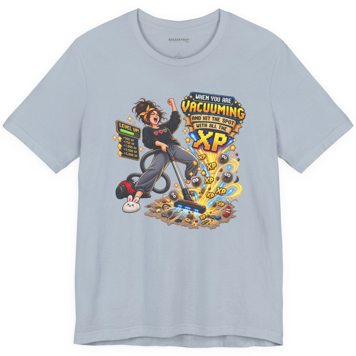 Vacuum Victory - Classic Jersey Tee in Light Blue, front view