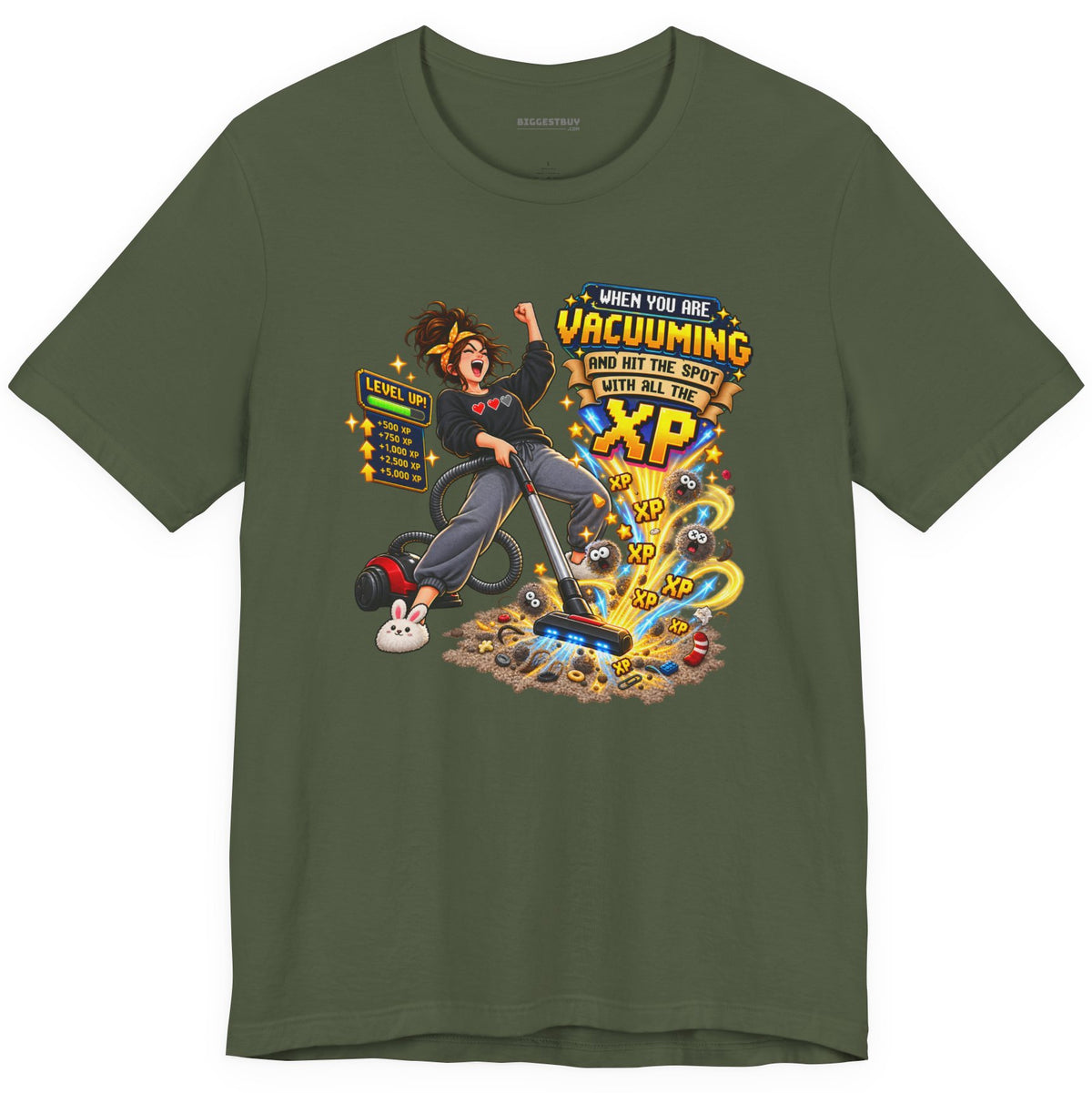 Vacuum Victory - Classic Jersey Tee in Military Green, front view
