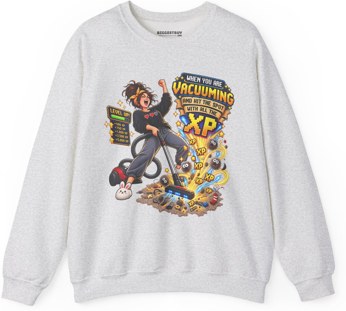 Vacuum Victory - Crewneck Sweatshirt in Ash, front view