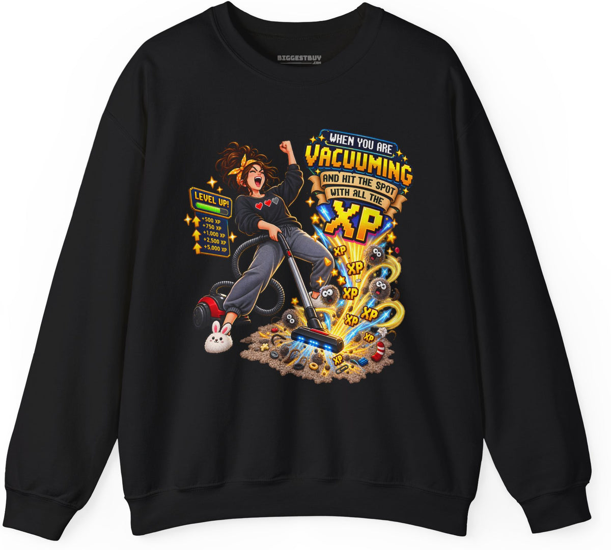 Vacuum Victory - Crewneck Sweatshirt in Black, front view
