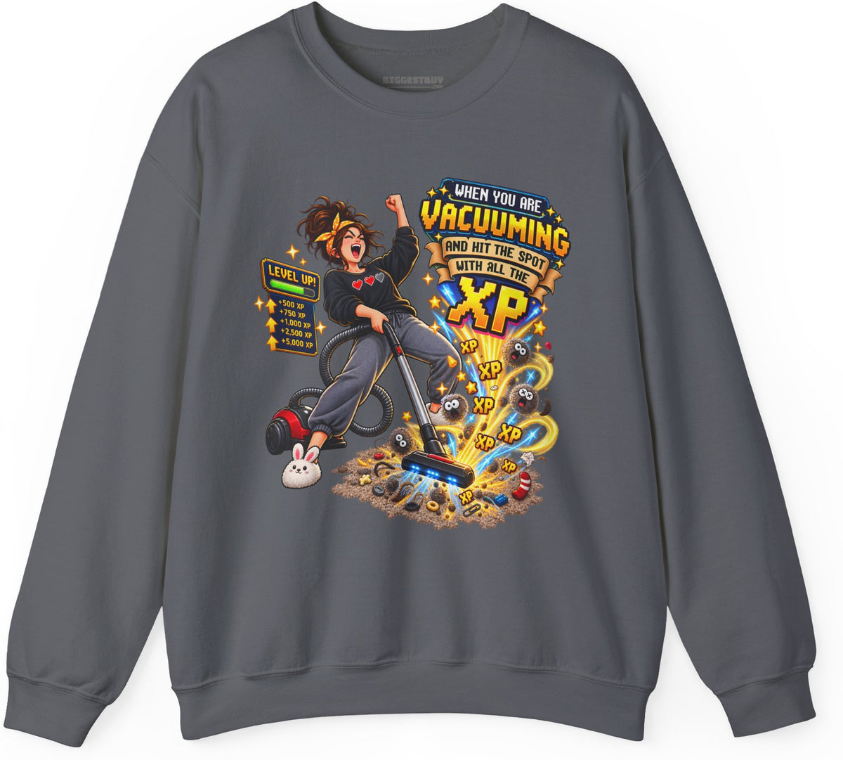 Vacuum Victory - Crewneck Sweatshirt in Charcoal, front view