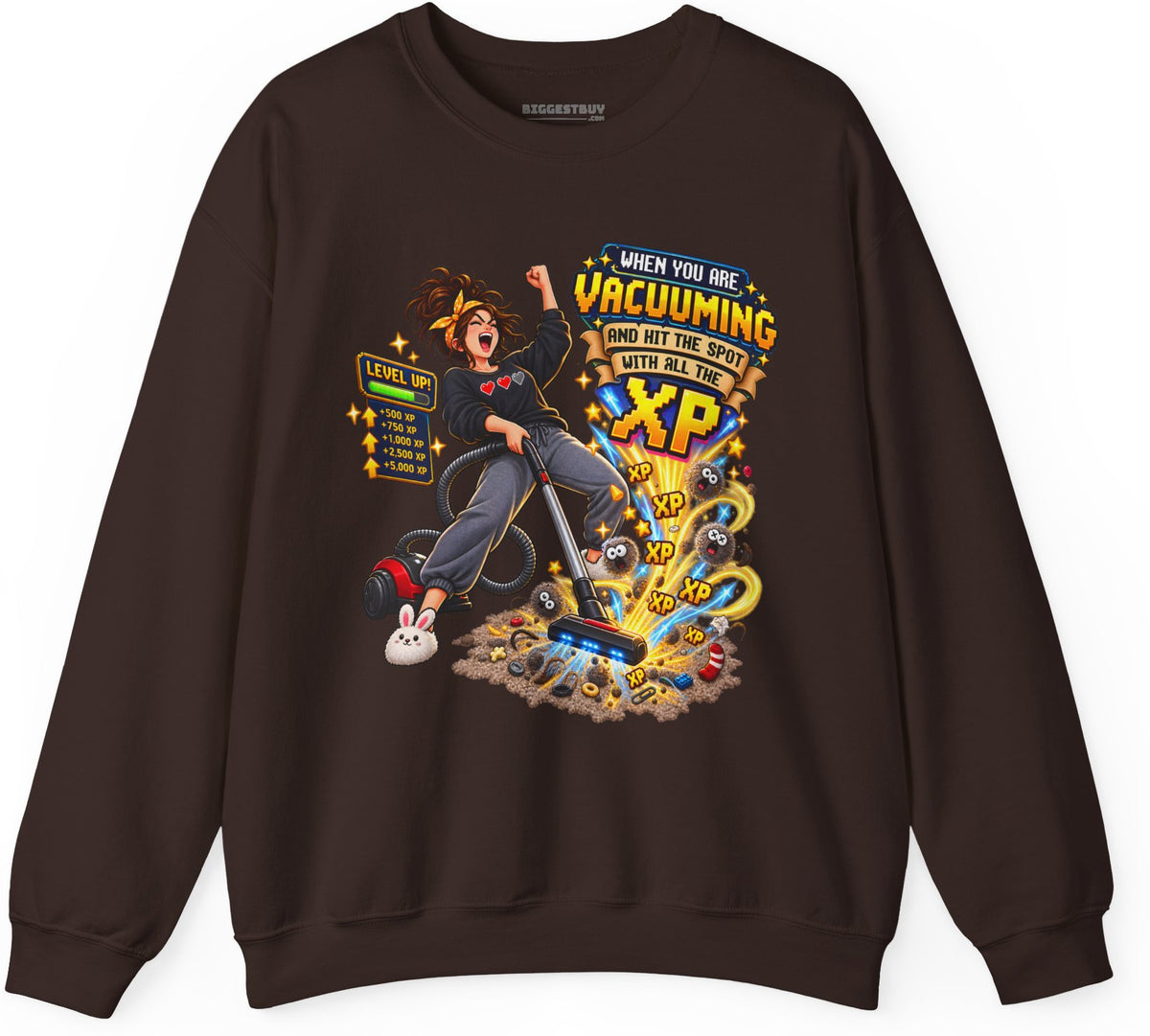 Vacuum Victory - Crewneck Sweatshirt in Dark Chocolate, front view