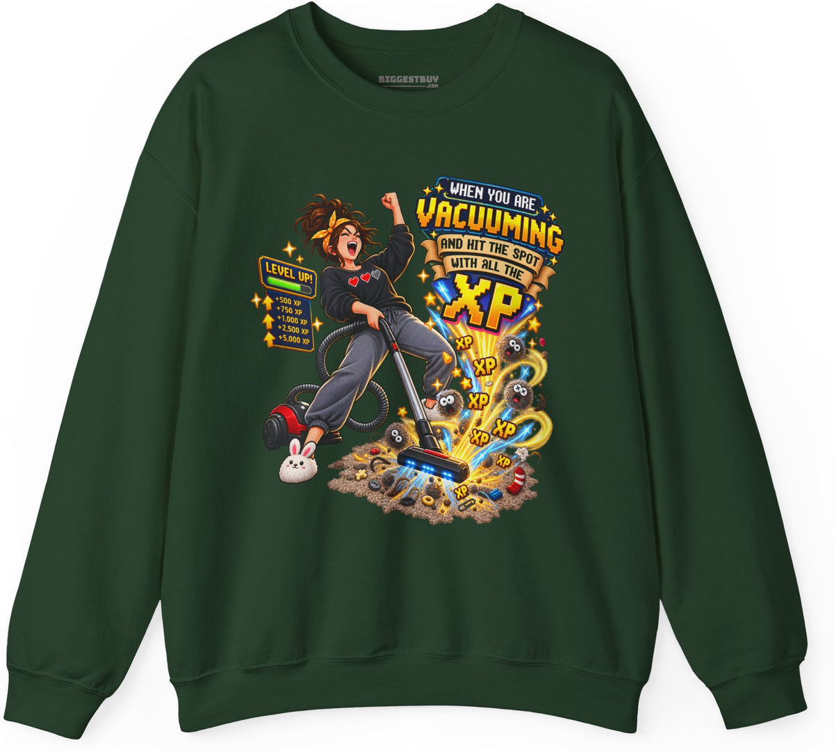 Vacuum Victory - Crewneck Sweatshirt in Forest Green, front view
