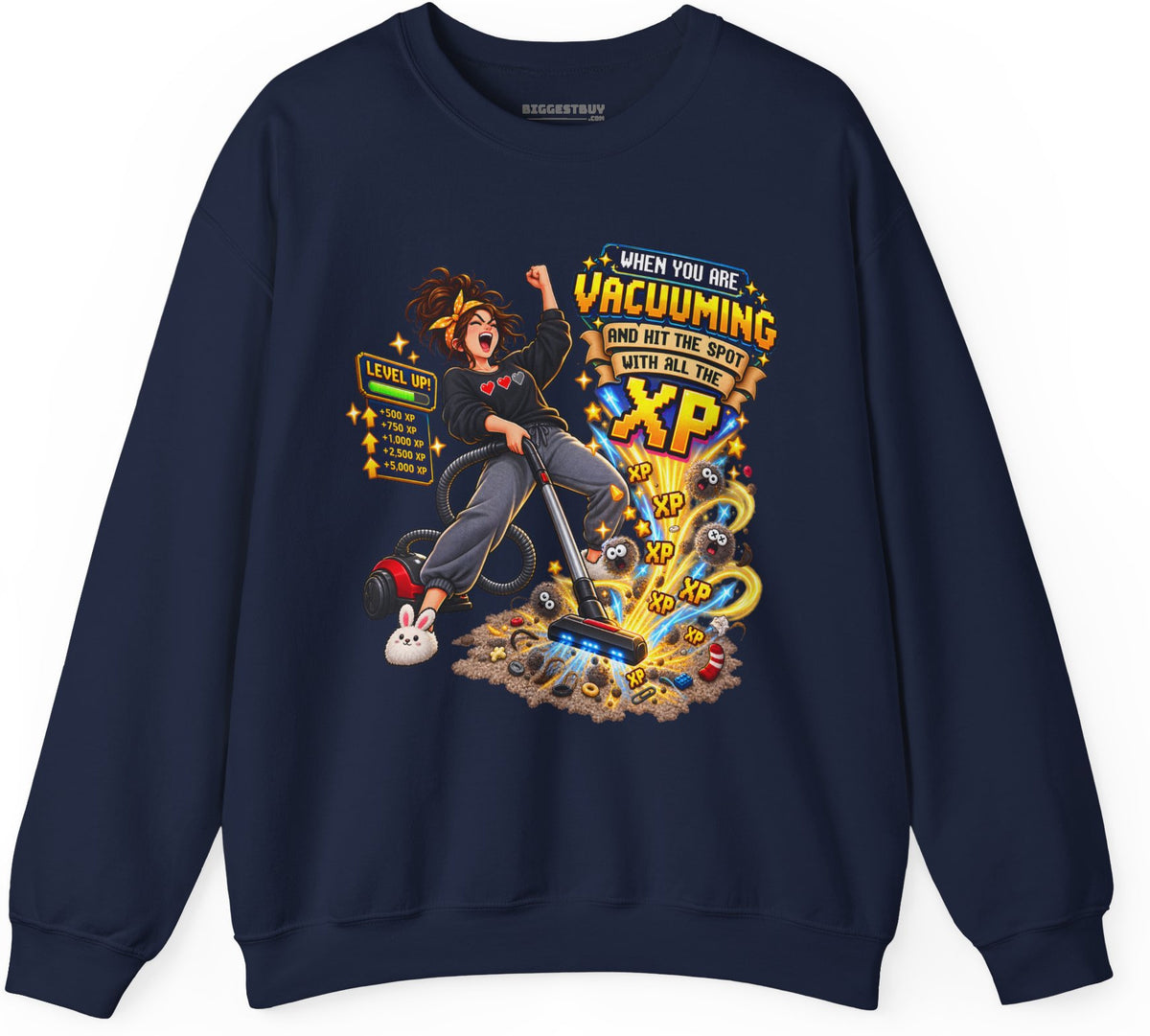 Vacuum Victory - Crewneck Sweatshirt in Navy, front view
