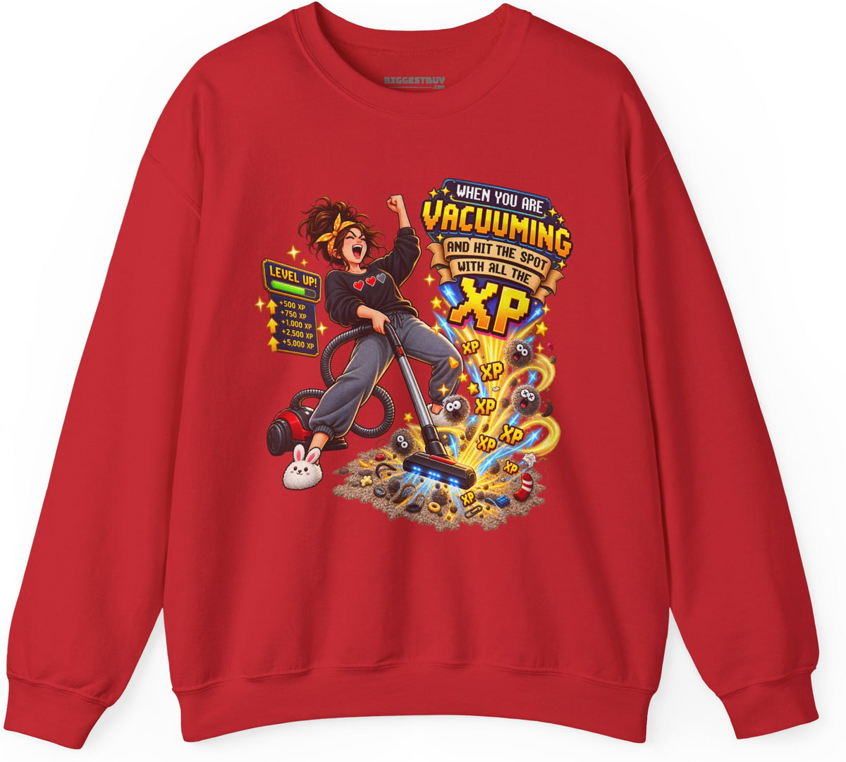 Vacuum Victory - Crewneck Sweatshirt in Red, front view