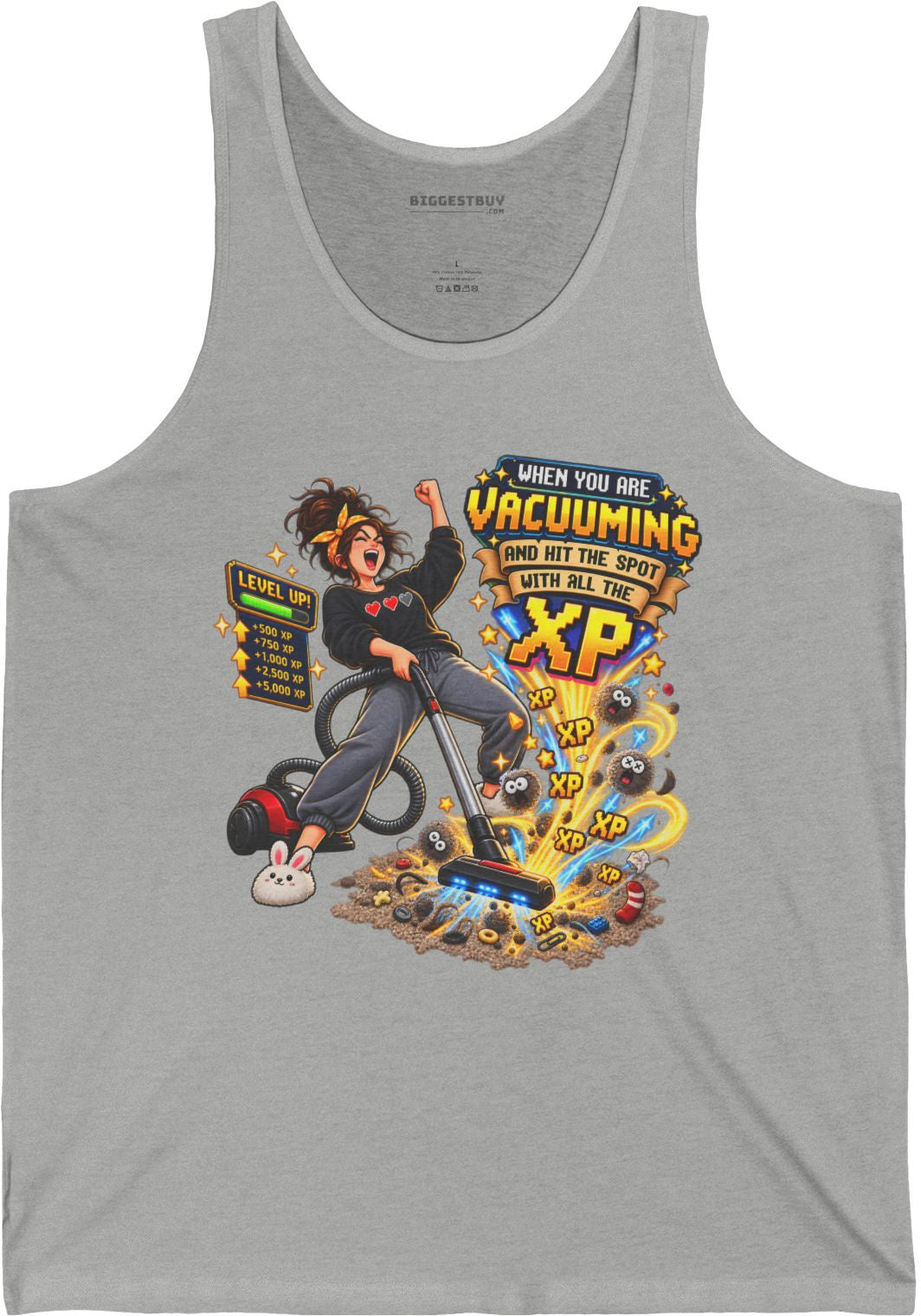 Vacuum Victory - Jersey Tank Top in Athletic Heather, front view