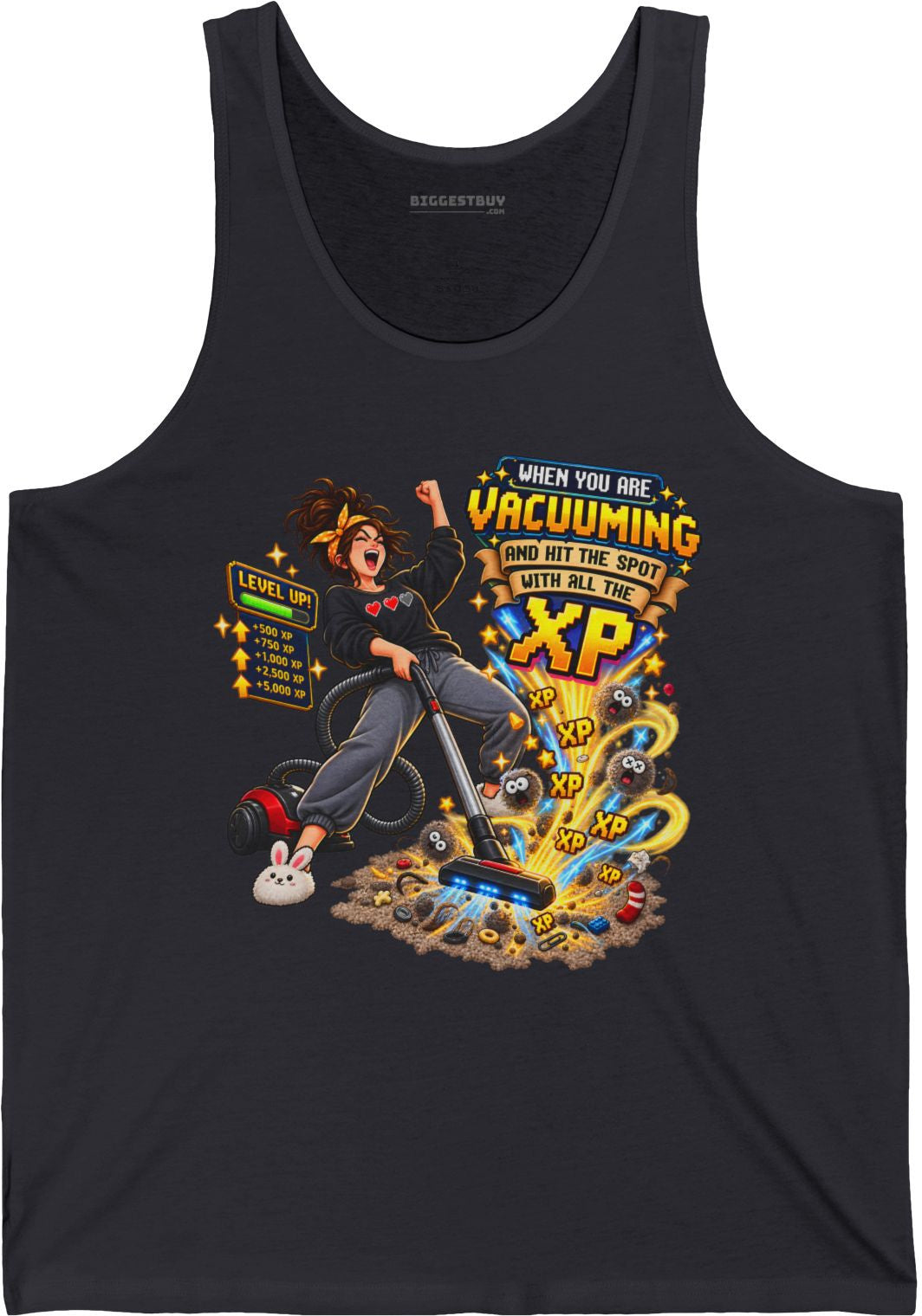 Vacuum Victory - Jersey Tank Top in Dark Grey, front view