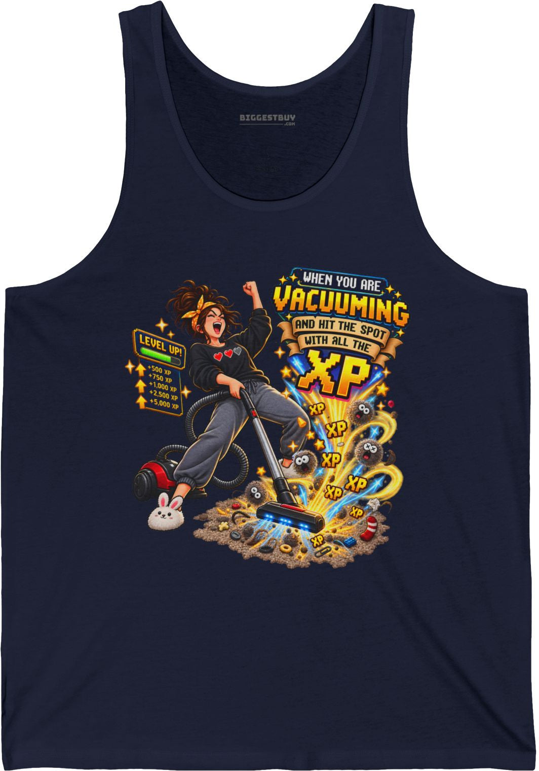 Vacuum Victory - Jersey Tank Top in Navy, front view