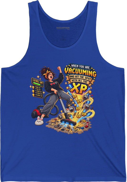 Vacuum Victory - Jersey Tank Top in True Royal, front view