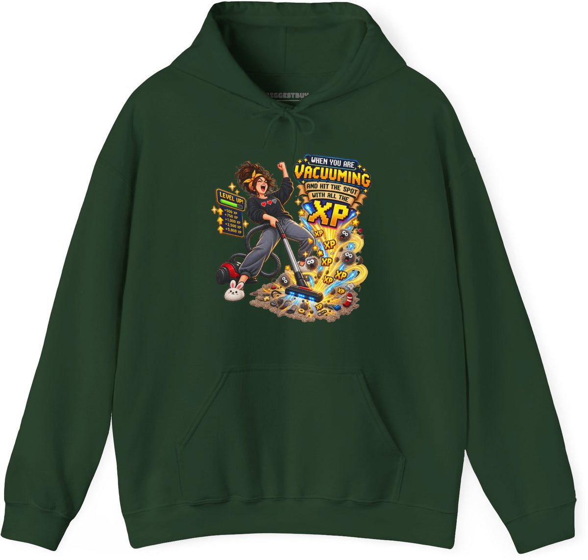 Vacuum Victory - Pullover Hoodie in Forest Green, front view