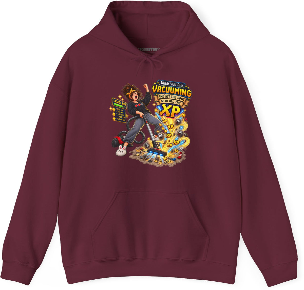 Vacuum Victory - Pullover Hoodie in Maroon, front view