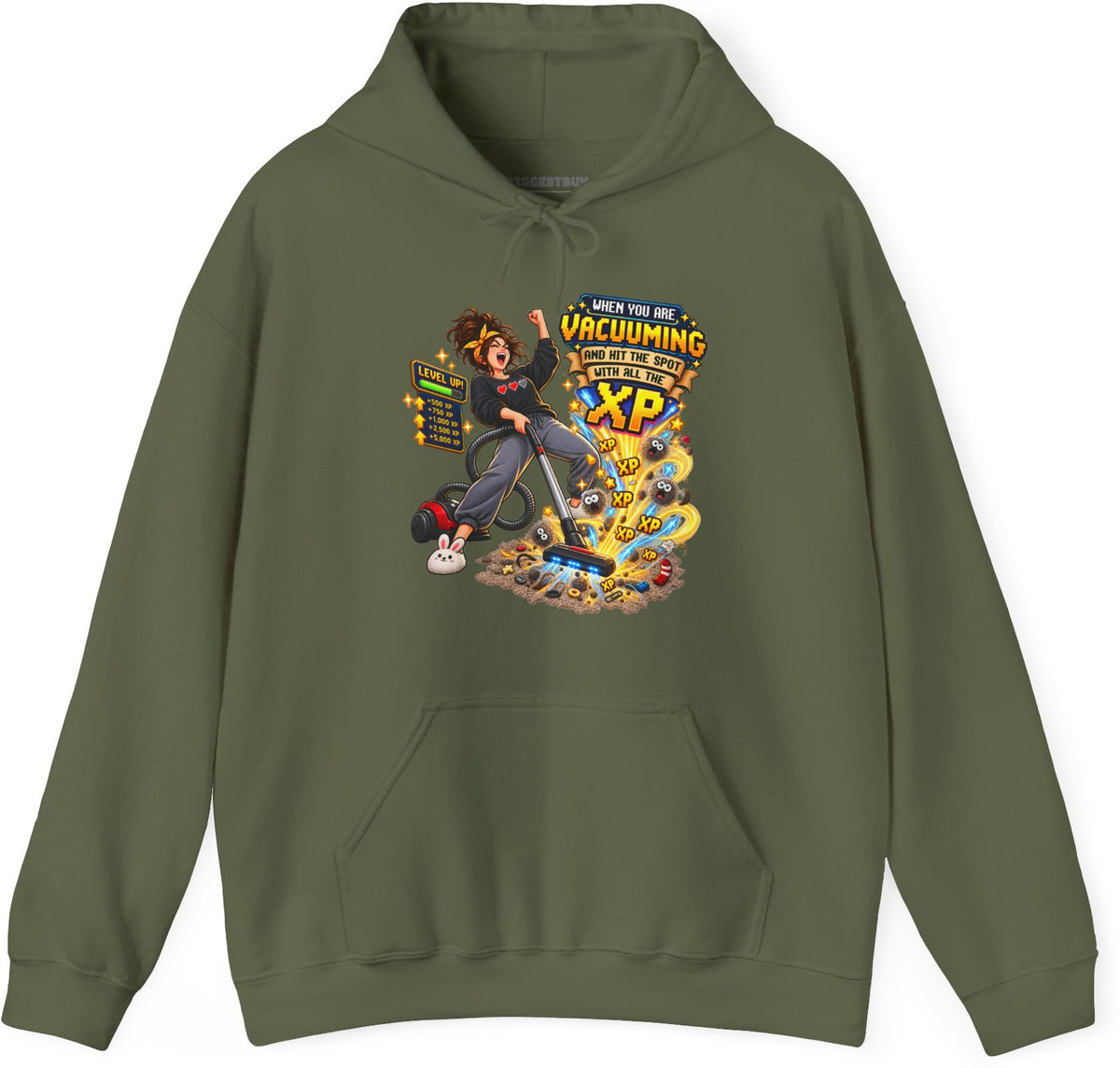 Vacuum Victory - Pullover Hoodie in Military Green, front view
