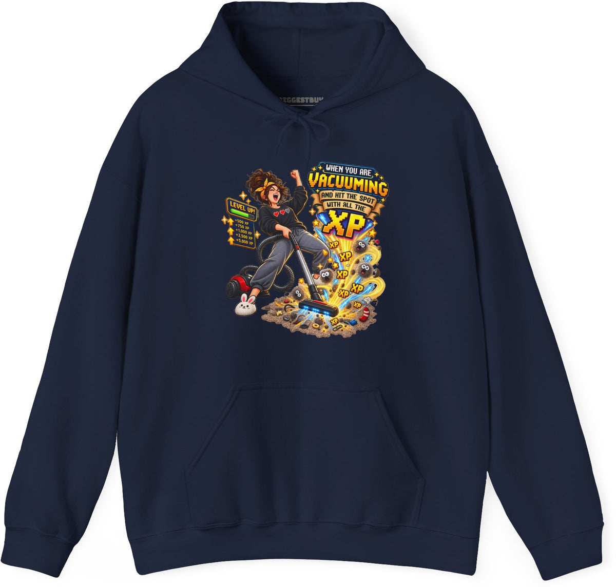 Vacuum Victory - Pullover Hoodie in Navy, front view