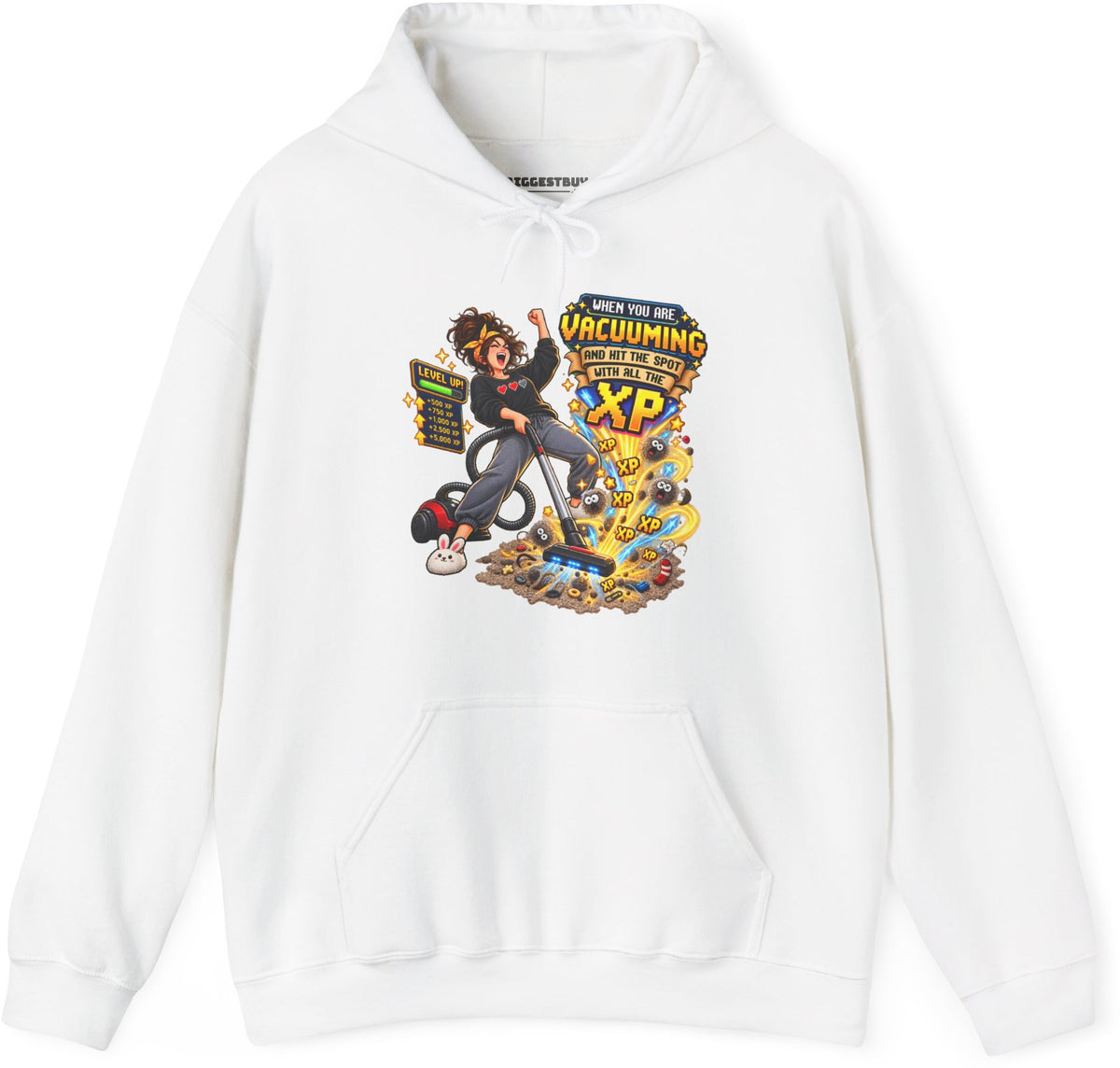 Vacuum Victory - Pullover Hoodie in White, front view