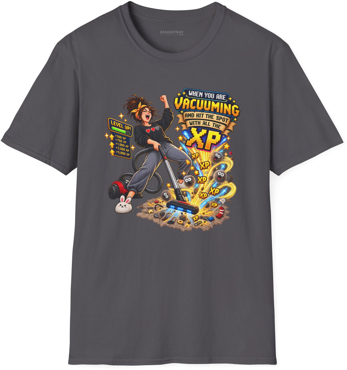 Vacuum Victory - Softstyle T-Shirt in Charcoal, front view