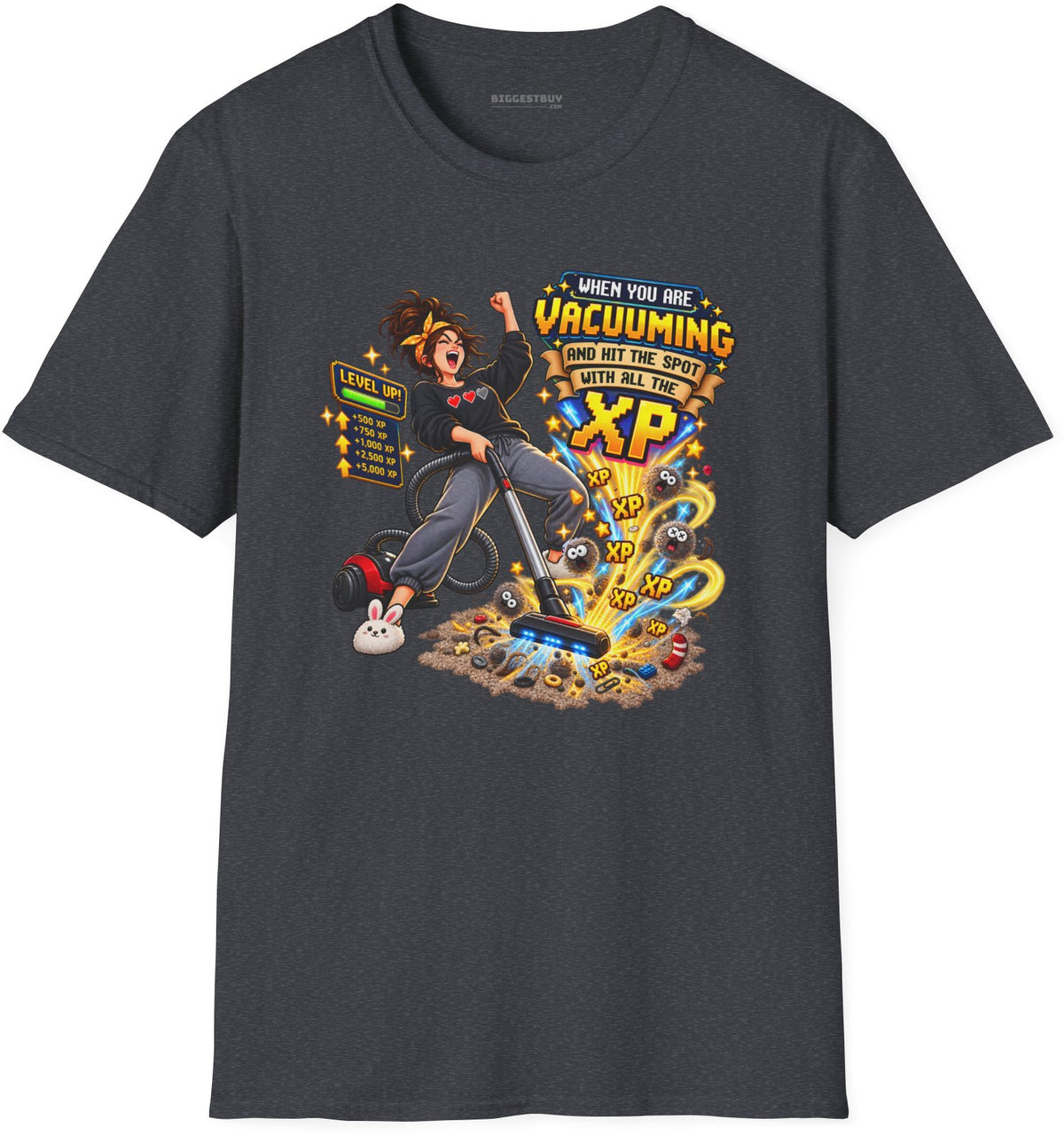 Vacuum Victory - Softstyle T-Shirt in Dark Heather Grey, front view