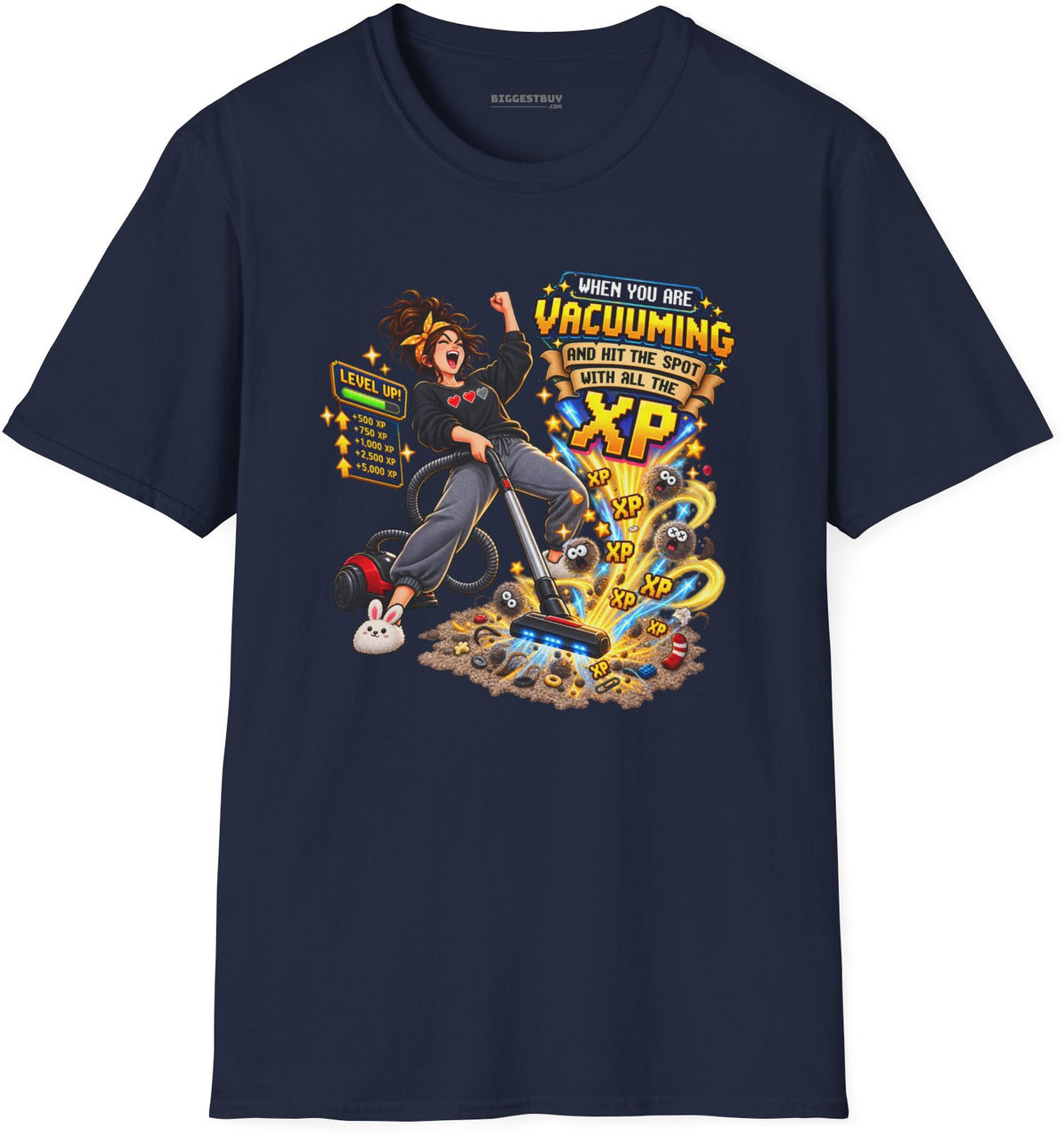 Vacuum Victory - Softstyle T-Shirt in Navy, front view