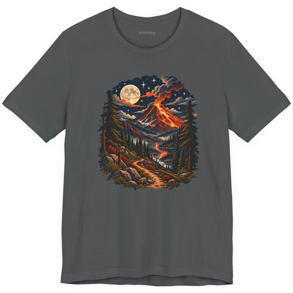 Volcanic Visions - Classic Jersey Tee in Asphalt, front view