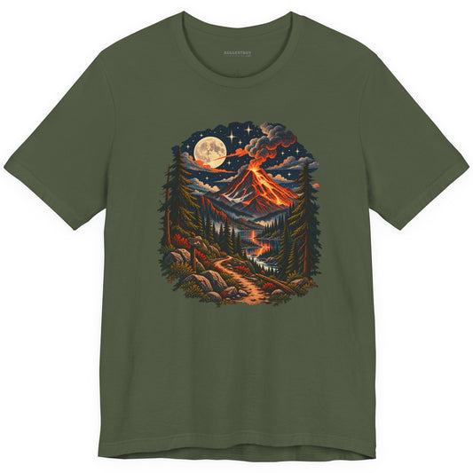 Volcanic Visions - Classic Jersey Tee in Military Green, front view